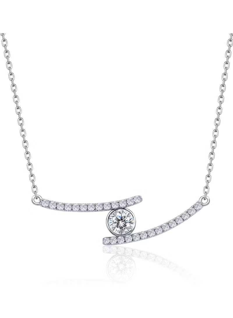 حليّة قلادة موسانيت من الفضة الستيرلينغ 925 - قلادة حendent من الموسانيت بوزن 0.5 جرام للنساء - مطلقة بالذهب الأبيض 18 قيراطًا، لون D، VVS1، مع شهادة GRA للموسانيت، قلادة للصديق/الصديقة - Image 1